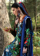Zaha By Khadijah Shah Embroidered Lawn Suits Unstitched 3 Piece - ZH25NL 3A BLACK SOLANA